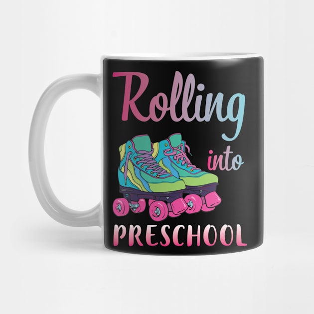 Rollerblading Students Rolling Into Preschool First Day Of School by joandraelliot